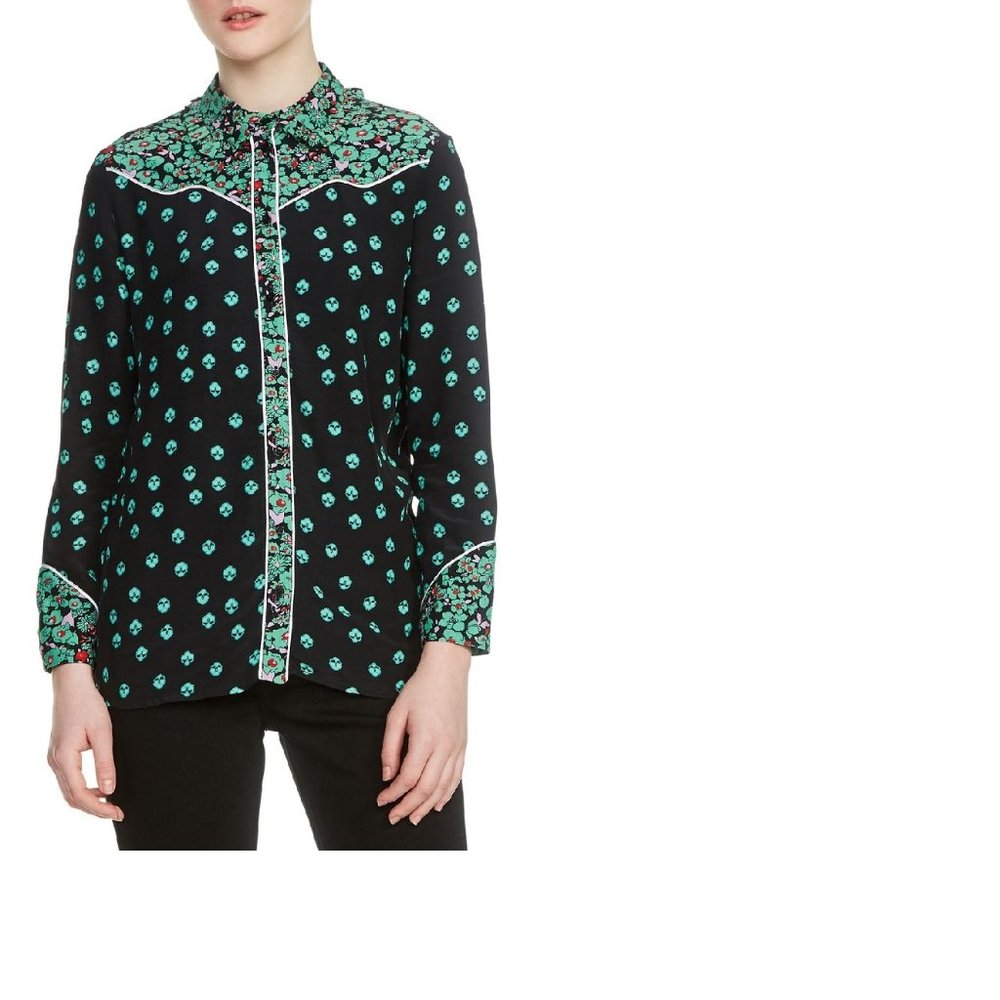Maje Western Style French Floral Blouse